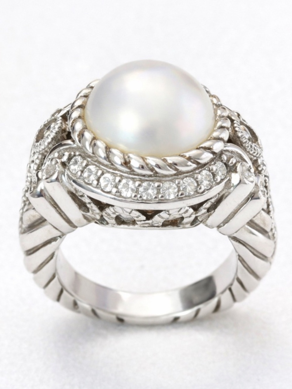 Judith Ripka 925 Large Pearl Statement Ring